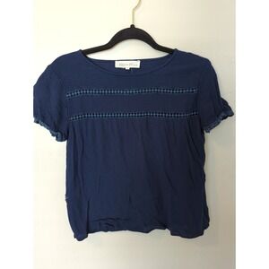 Brass & Roe Navy Women's Navy Short Sleeve Peasant Shirt Size M‎